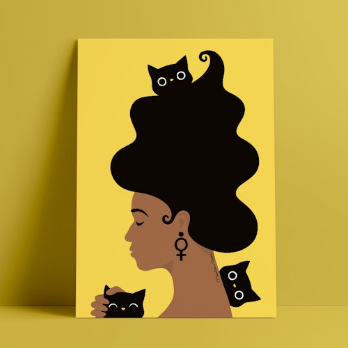 Print | Kattkvinnan | gul
