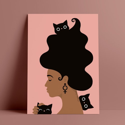 Print | Kattkvinnan | rosa