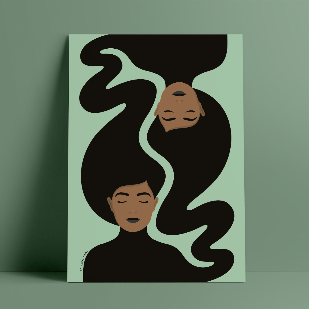 Poster med det grafiska motivet Soul Sisters. Färg: mint.