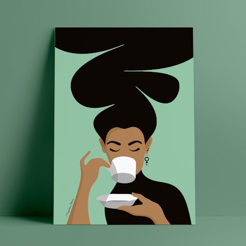 Print | Kaffekvinnan | mint bakgrund