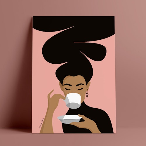 Print | Kaffekvinnan | rosa bakgrund
