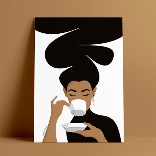 Print | Kaffekvinnan | svartvit