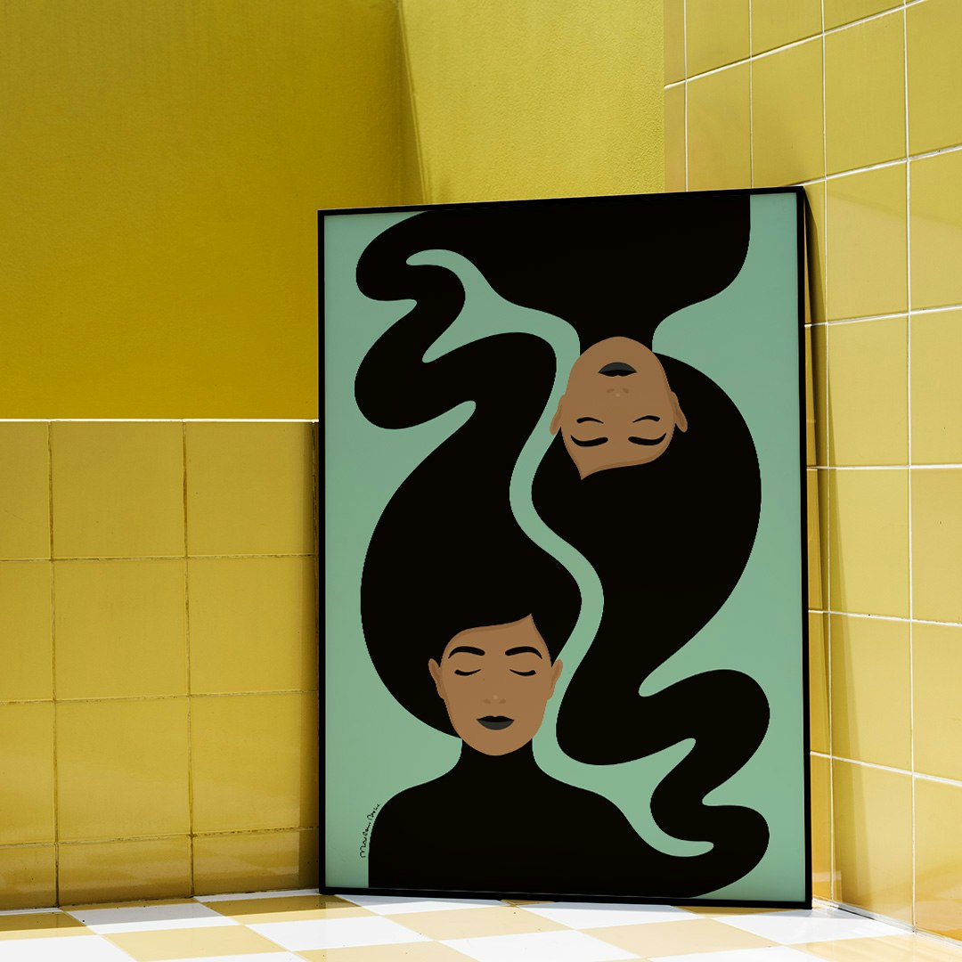 Poster med det grafiska motivet Soul Sisters. Färg: mint.