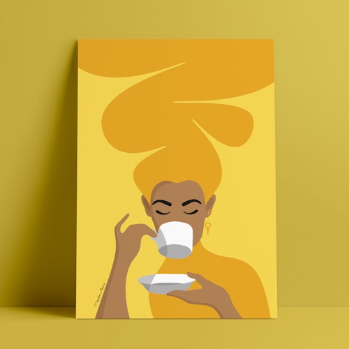 Kaffekvinnan | senapsgul | provtryck
