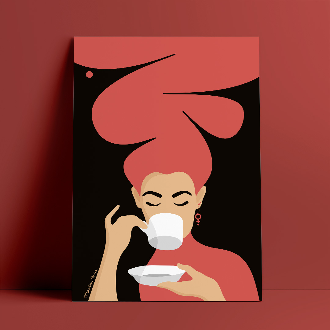 Kaffekvinnan | röd | visningsex