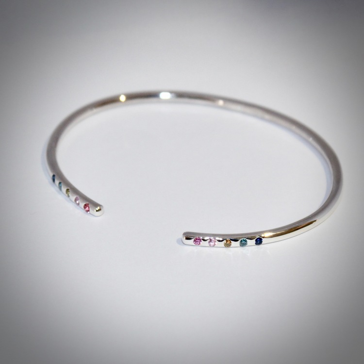 Elegancy with colours. M O O D  Bracelet with rainbow colours of sapphires. Stockholm jewels