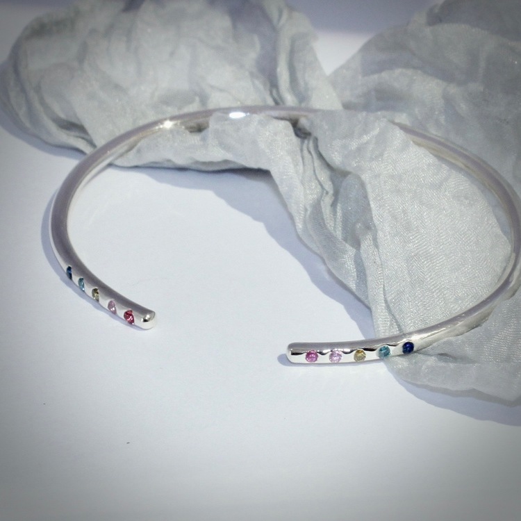 Elegancy with colours. M O O D  Bracelet with rainbow colours of sapphires. Stockholm jewels