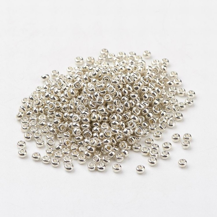 Seedbead 2 mm silver metallic
