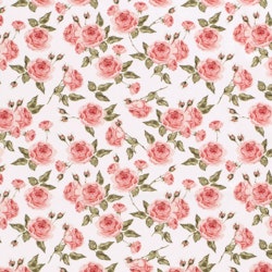 Bomullspoplin rosor rosa