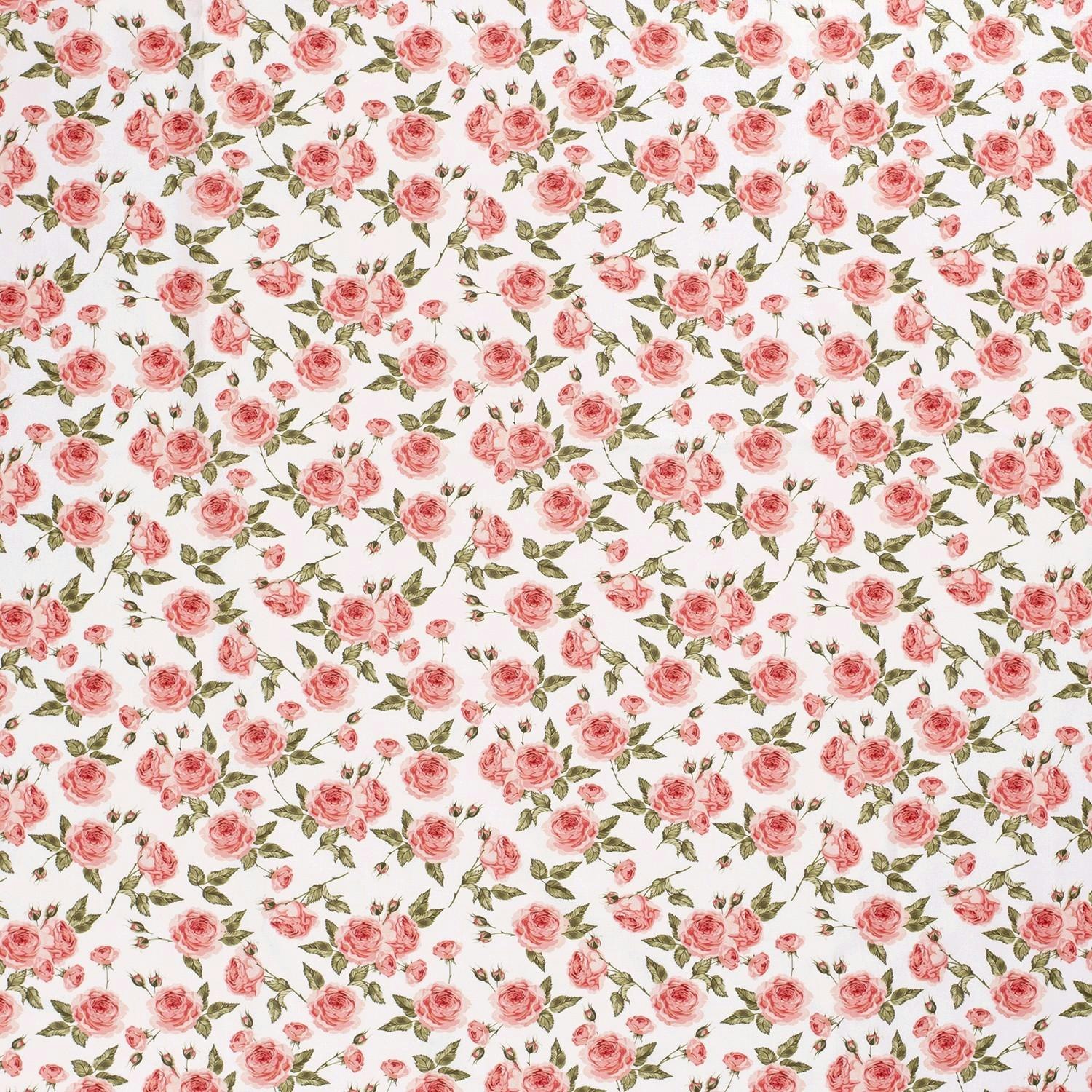 Bomullspoplin rosor rosa