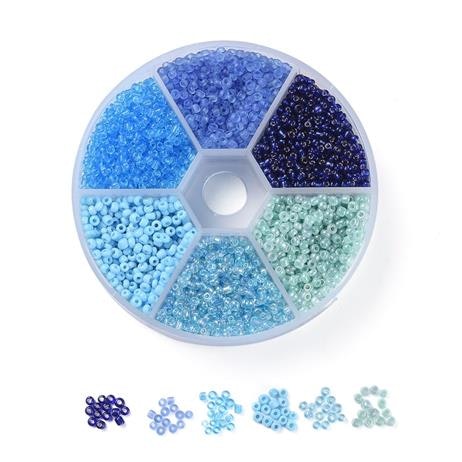 Seedbead 2mm 6 färger blå