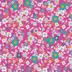 Bomullspoplin blommor cerise