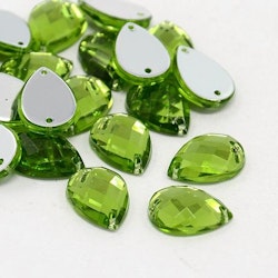 Pärla 10x14mm droppformad grön 10-p
