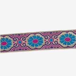Decorative ribbon gold with turquoise flowers