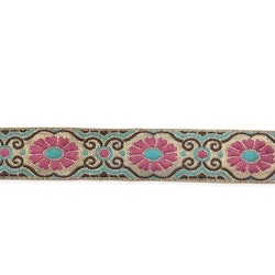 Decorative ribbon gold with pink flowers