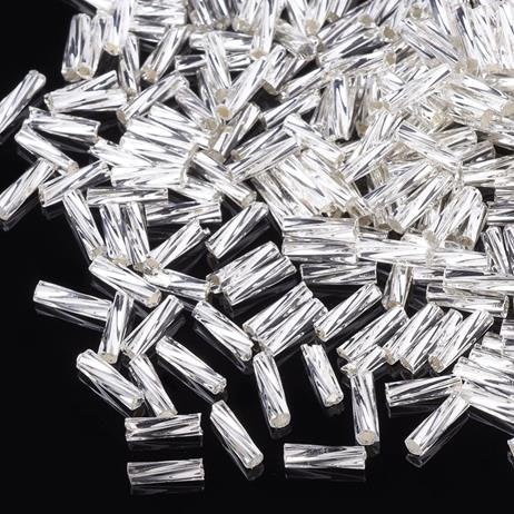 Stavpärla 6mm glas silverlined twisted
