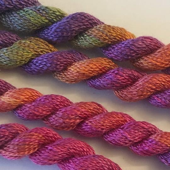 Broderigarn Silke fin lila rosa orange