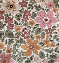Bomullspoplin blommor rosa gul