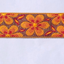 Dekorband retro blomma orange & brun