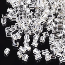 Seedbeads 2mm hexagon glasklar silverlined
