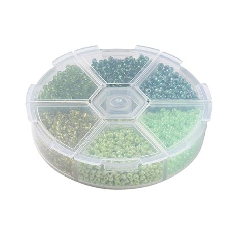 Seedbead 2mm 6 färger grön