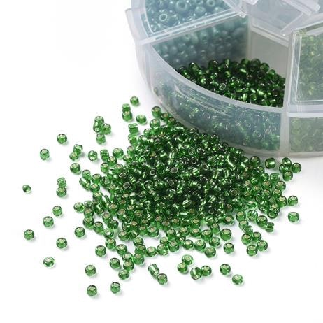 Seedbead 2mm 6 färger grön