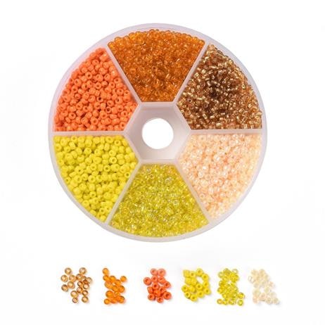 Seedbead 2mm 6 färger gul & orange