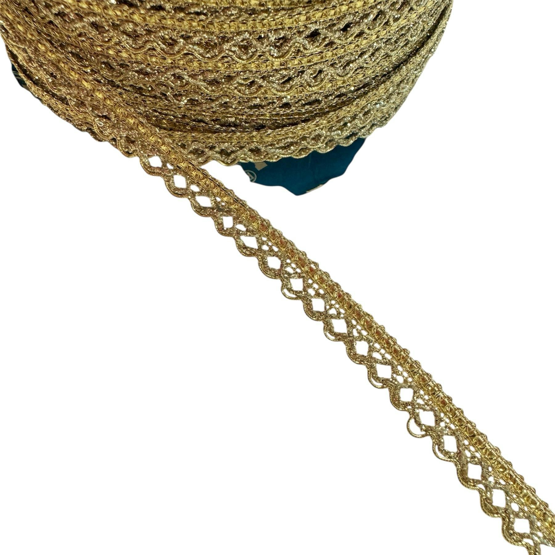 Spetsband glitter guld