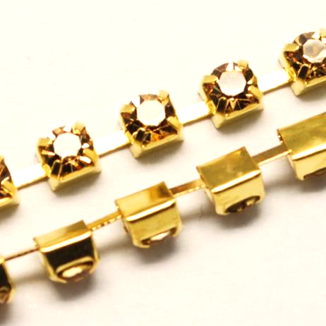 Rhinestone chain gold topaz 2mm