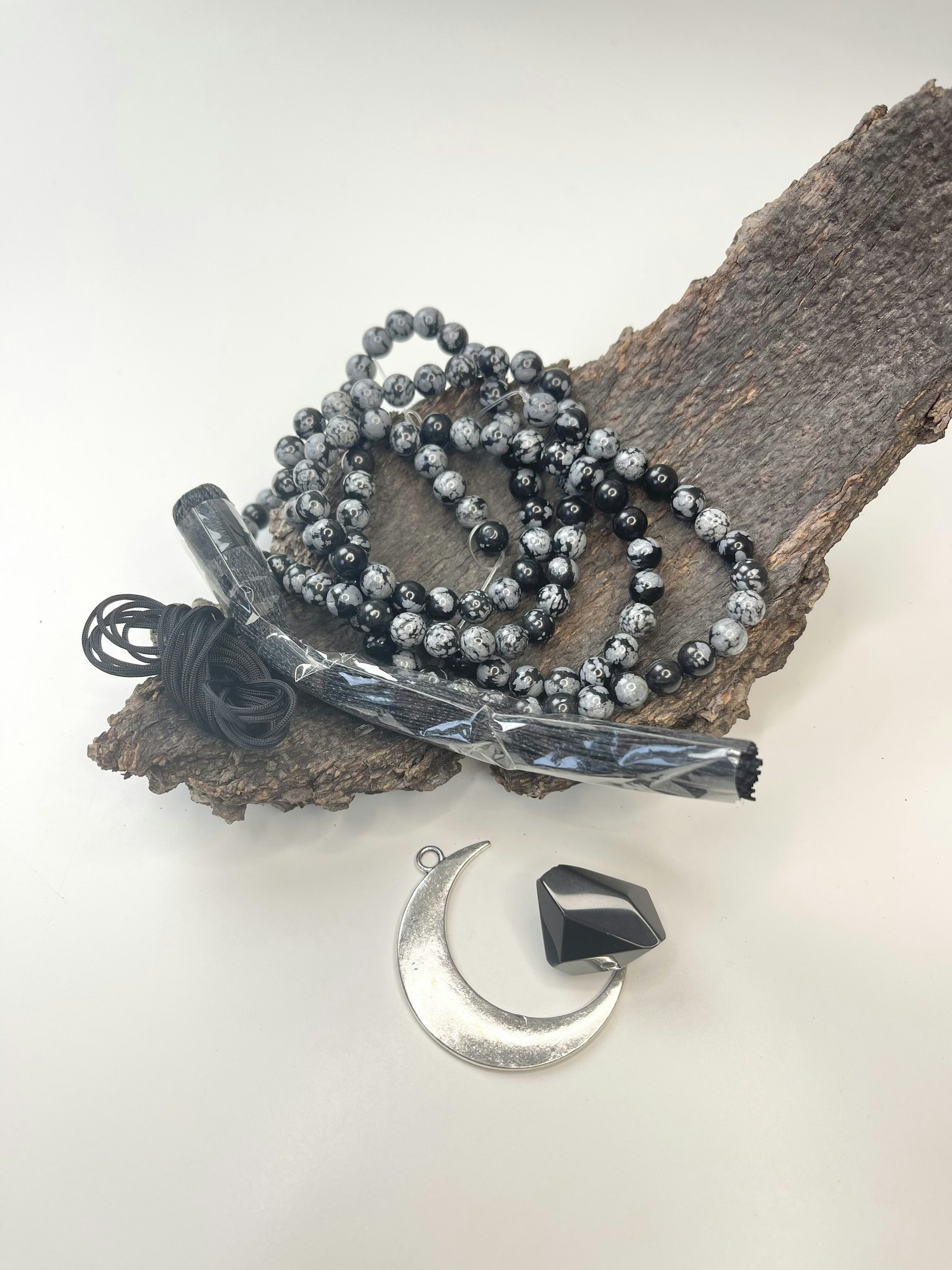 DIY mala - snöflingeobsidian