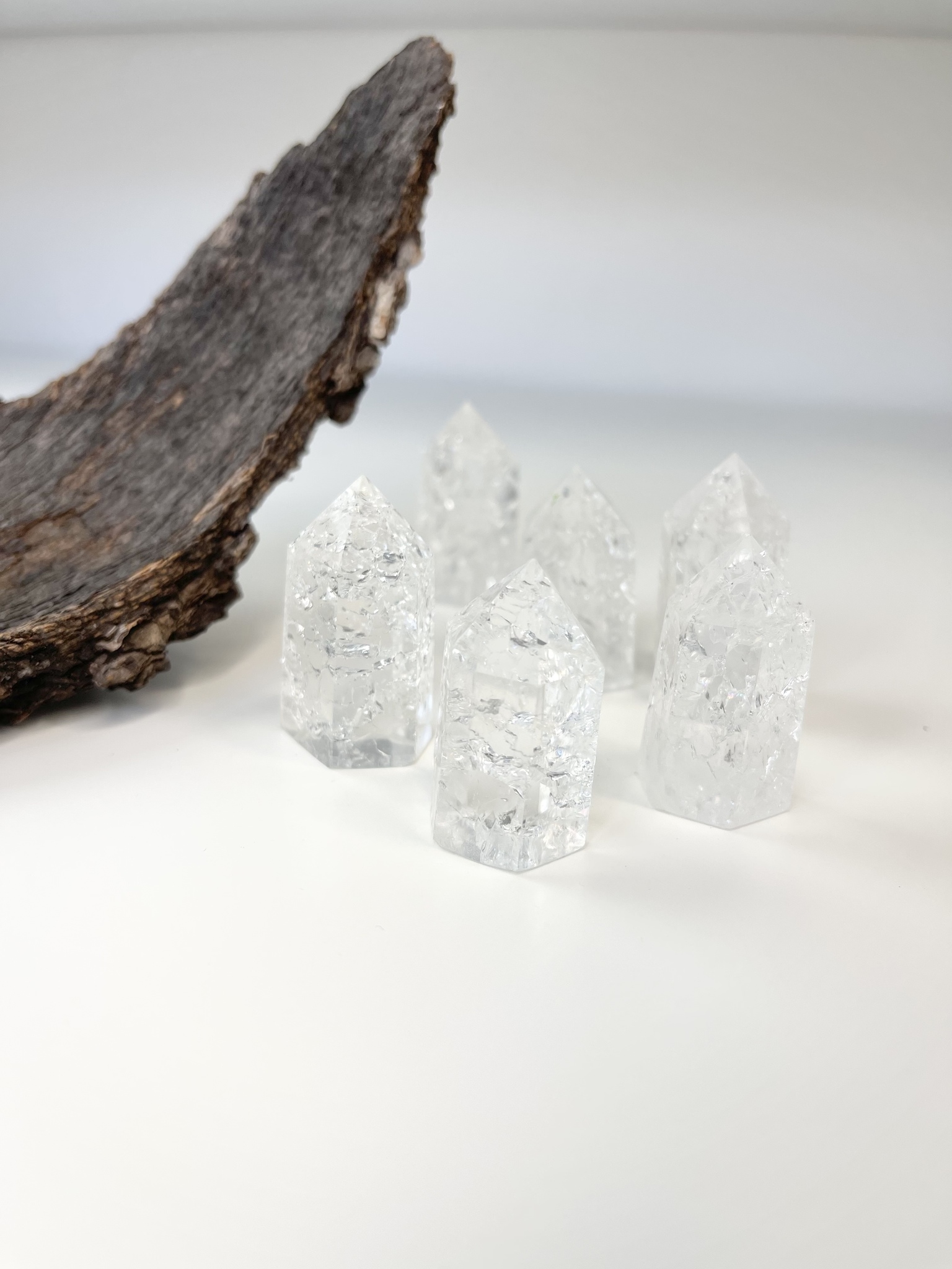 ICE quartz, krakelerad clear quartz kristallspets