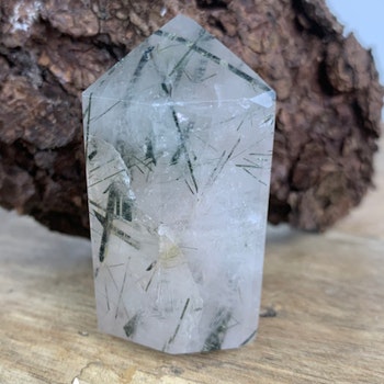 Grön Turmalinkvarts, polerad kristallspets