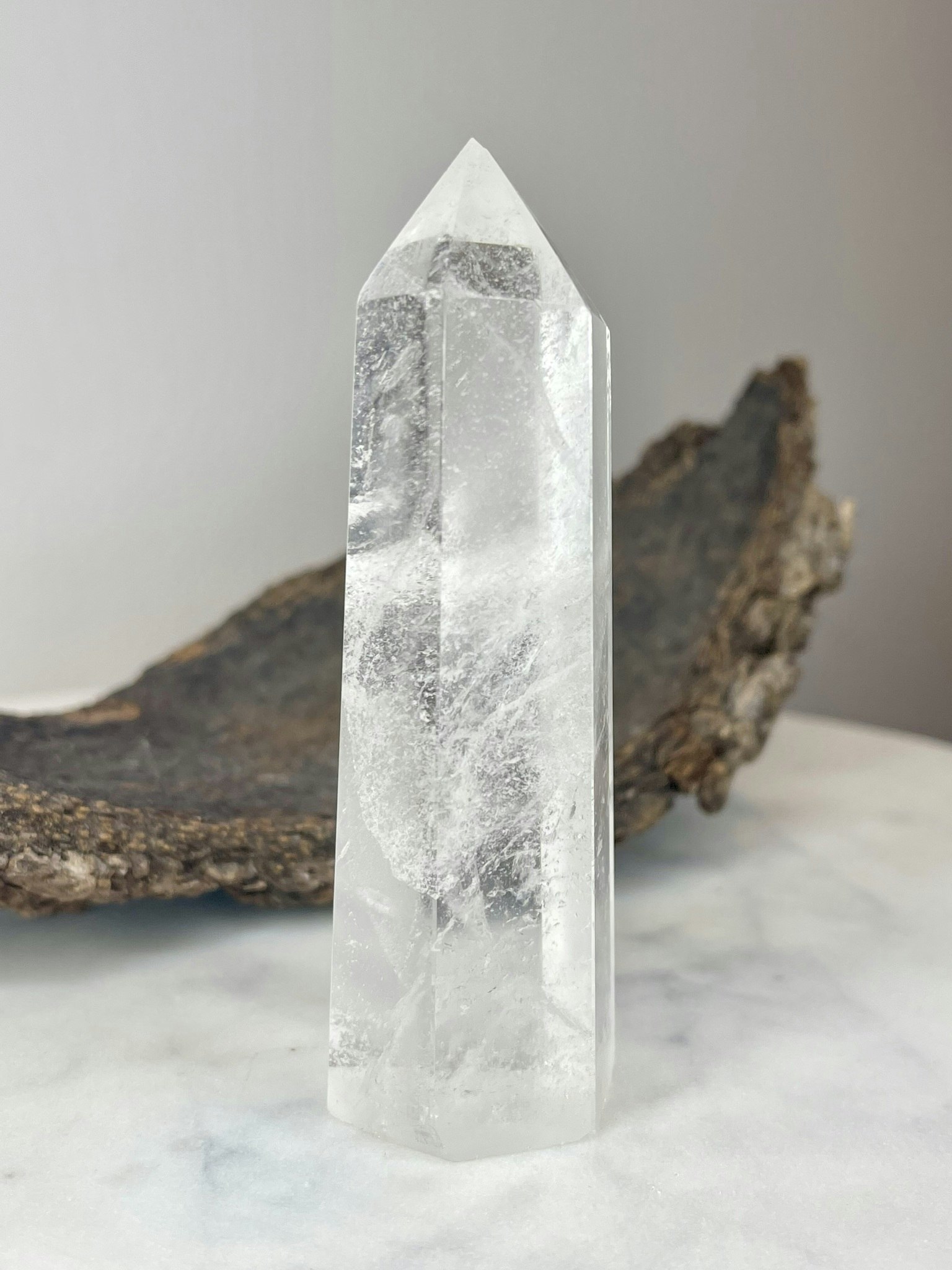 Fynd Bergkristall, polerad kristallspets