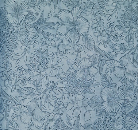 Fuskskinn präglad blomma turkos