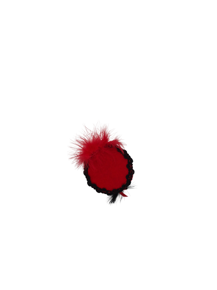 Veil of Vision - "Pillerburk" Röd Minihatt med fjäder