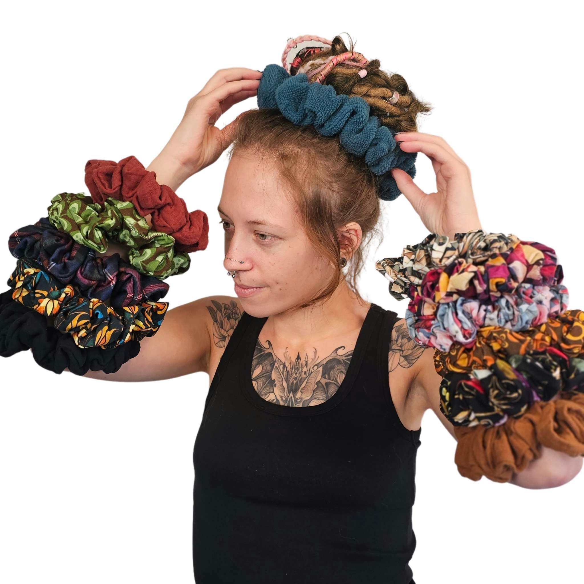 "Rutiga Blå" XL Scrunchie Dreadsnodd