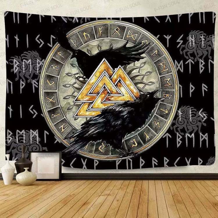 Veggduk Valknut Raven