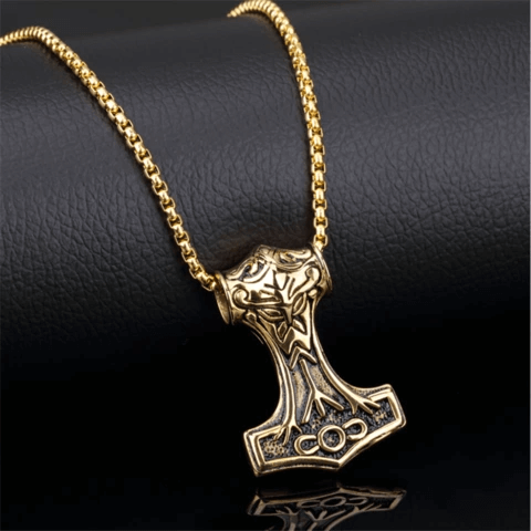Viking Thor's Hammer Silver Mjolnir Amulet Celtic Chain Pendant Necklace 