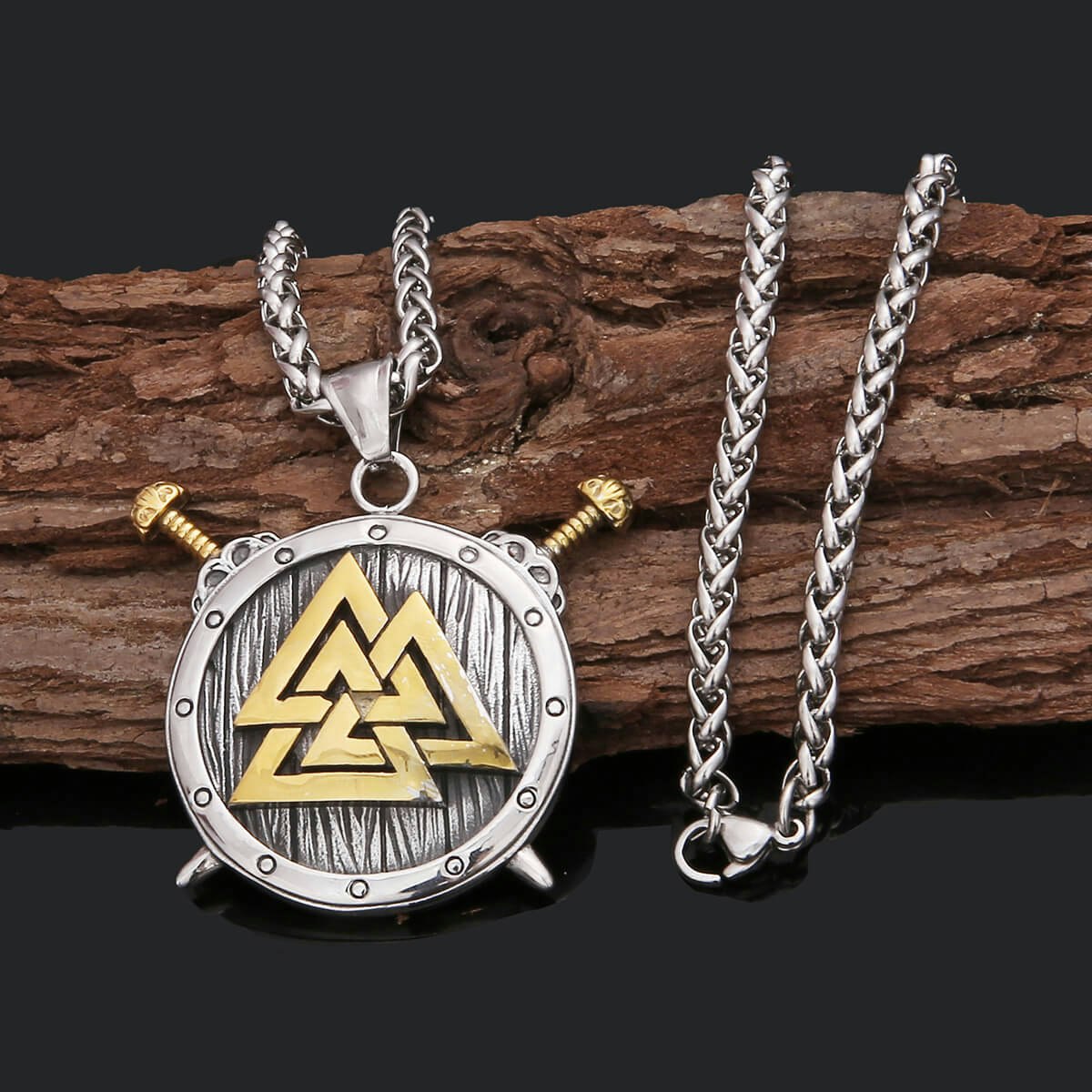 Necklace Valknut Shield  (several colors)