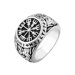 Ring Vegvisir Runic writing (Several colors)