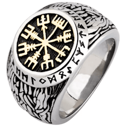 Ring Vegvisir Runic writing (Several colors)