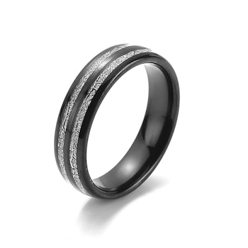 Ring Black Beauty Lines Tungsten