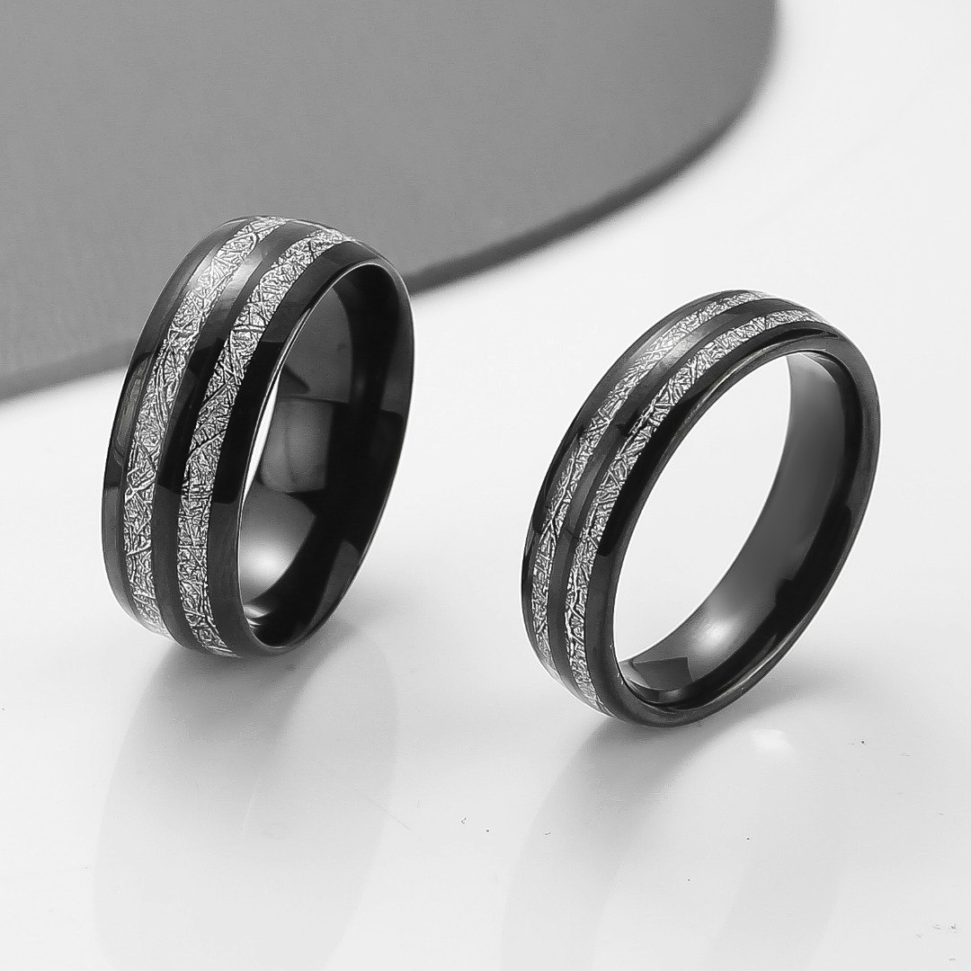 Ring Black Beauty Lines Tungsten