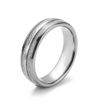 Ring Silver Beauty Lines Tungsten