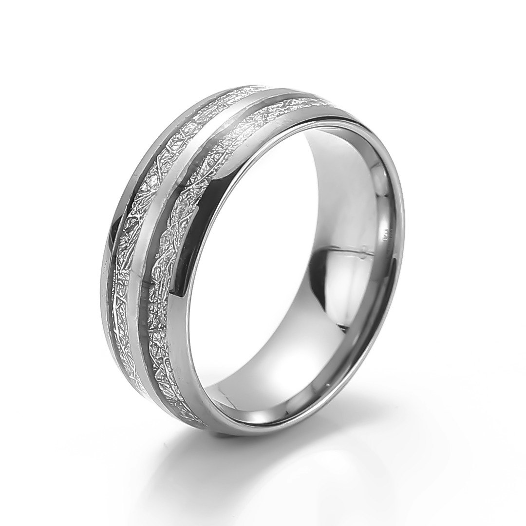 Ring Silver Beauty Lines Tungsten