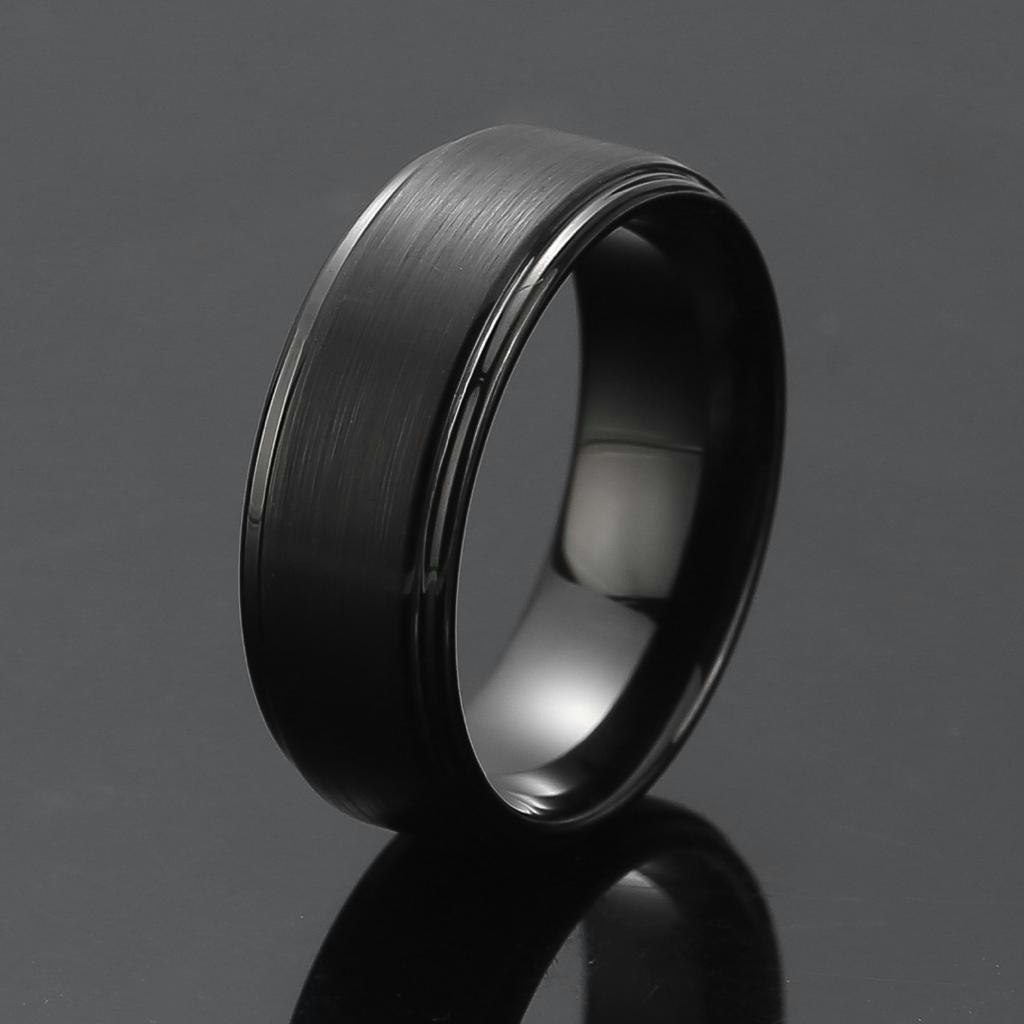 Ring Black Round Tungsten