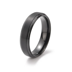 Ring Black Round Tungsten