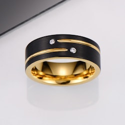 Ring Golden Black Zirconia Tungsten