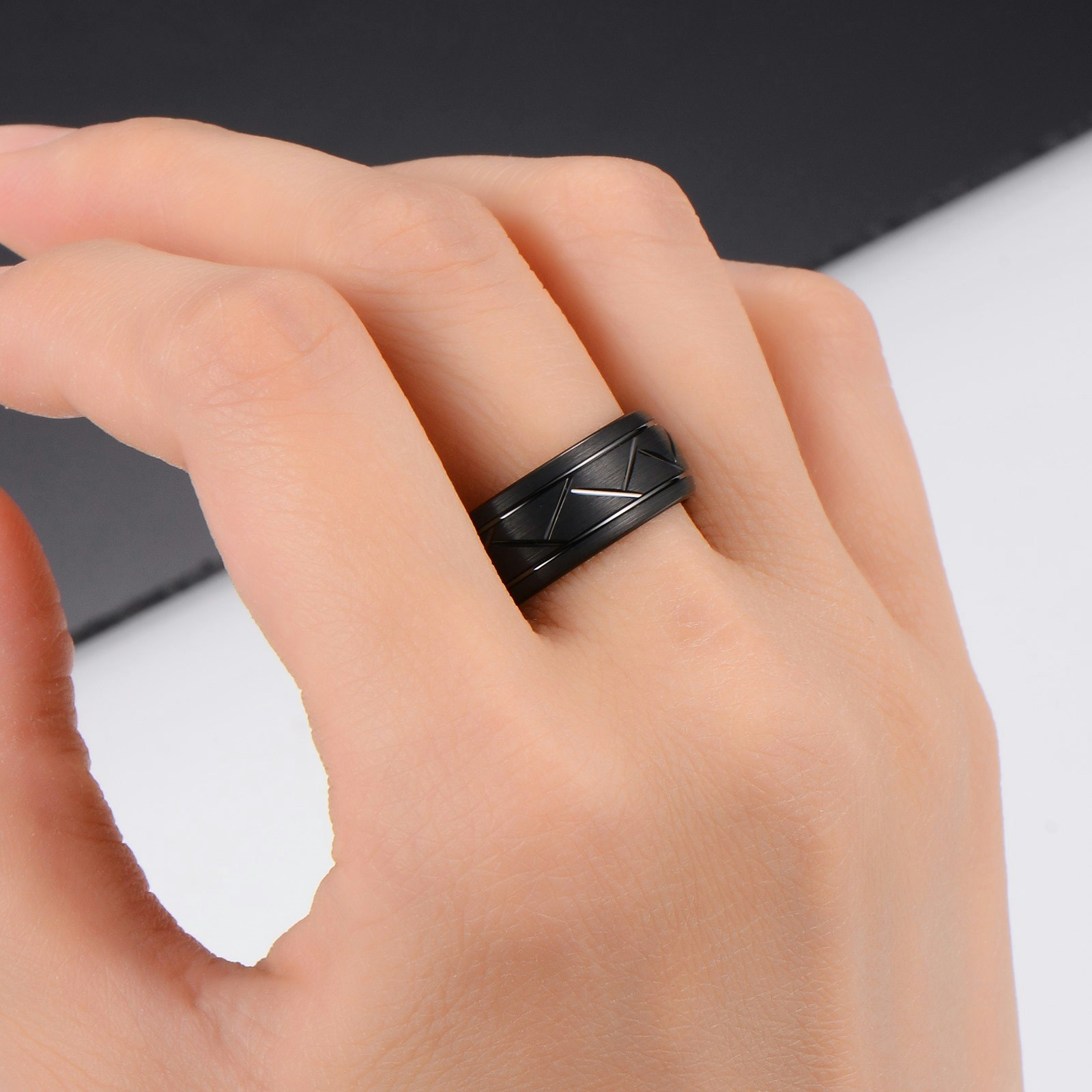 Ring Black Lines Tungsten