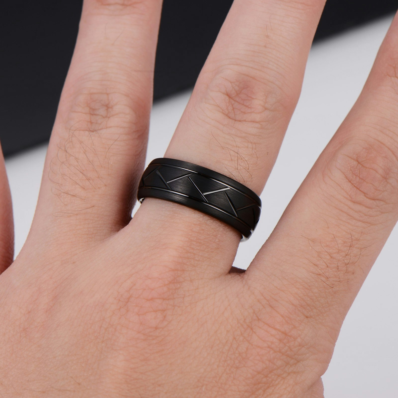 Ring Black Lines Tungsten